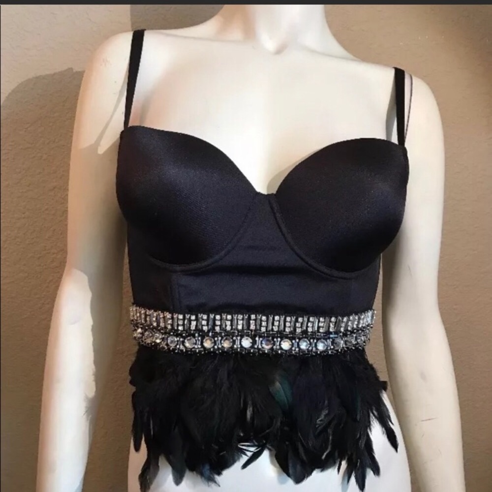 Bebe Aubrey Feather Trim Bustier